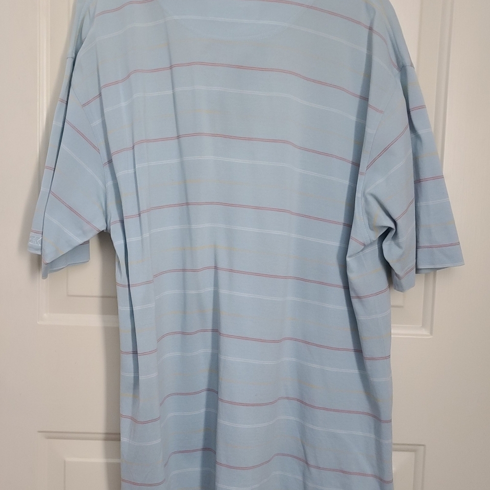 Cutter & Buck Men's Light Blue Striped Polo Shirt Large - Picture 7 of 11